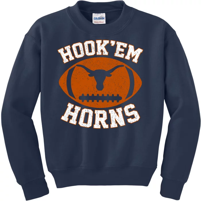 Hook’Em Horns Texas State Vintage Football Kids Sweatshirt