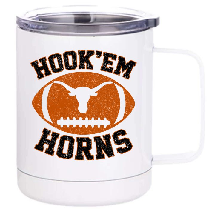 Hook’Em Horns Texas State Vintage Football Front & Back 12oz Stainless Steel Tumbler Cup