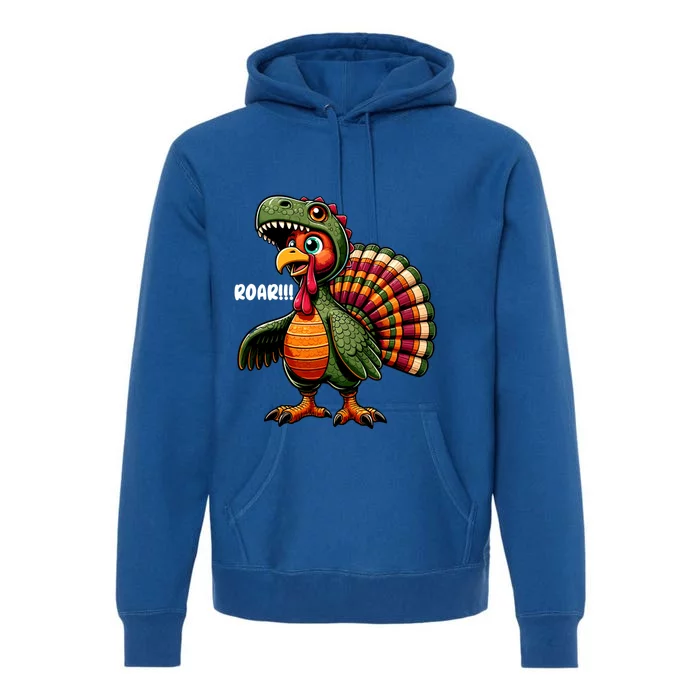 Happy Hallothanksmas Thanksgiving Dinosaur T Rex Turkey Funny Gift Premium Hoodie