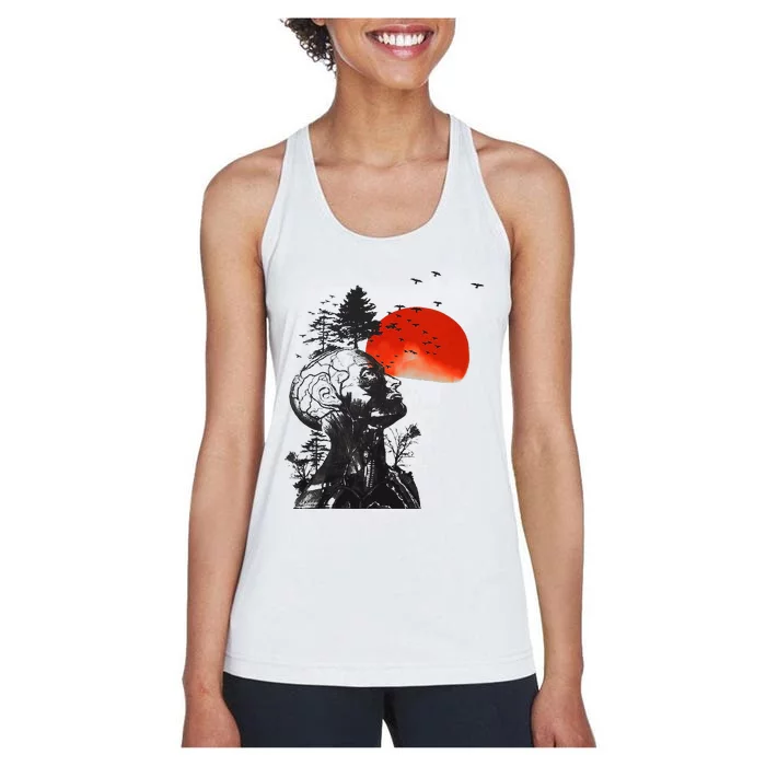 Hangover Human Tree Surreal Artistic Sunset Women's Racerback Tank