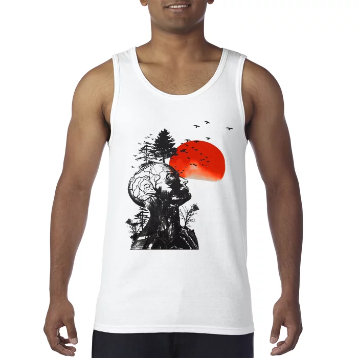 Hangover Human Tree Surreal Artistic Sunset Tank Top