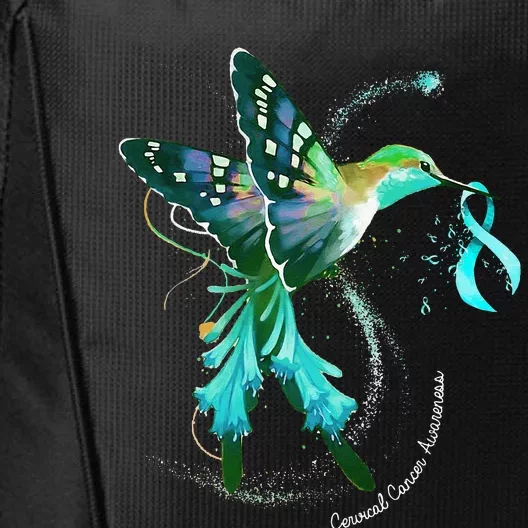 Hummingbird Holding Teal Ribbon Cervical Cancer Awareness City Backpack