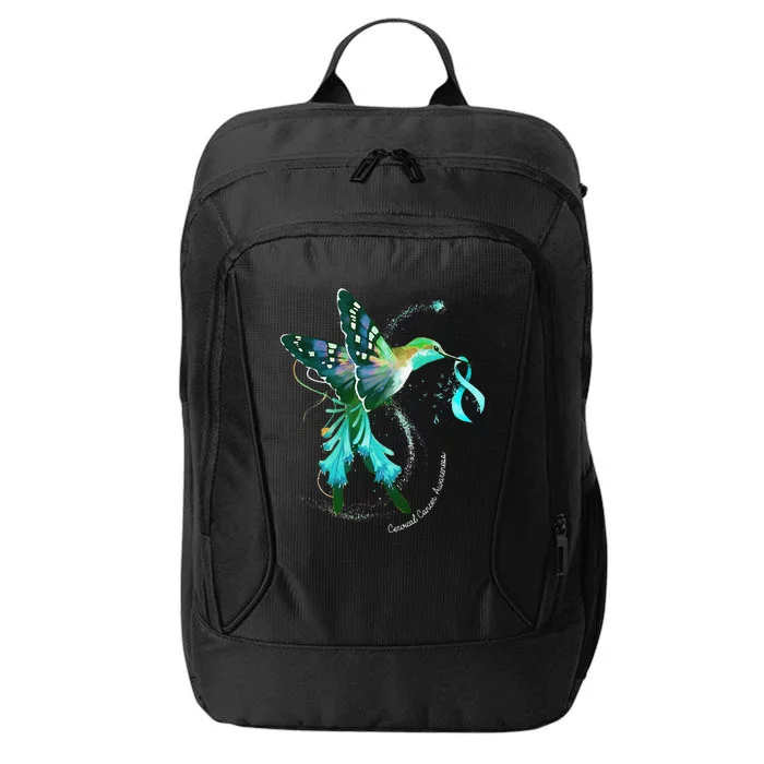 Hummingbird Holding Teal Ribbon Cervical Cancer Awareness City Backpack