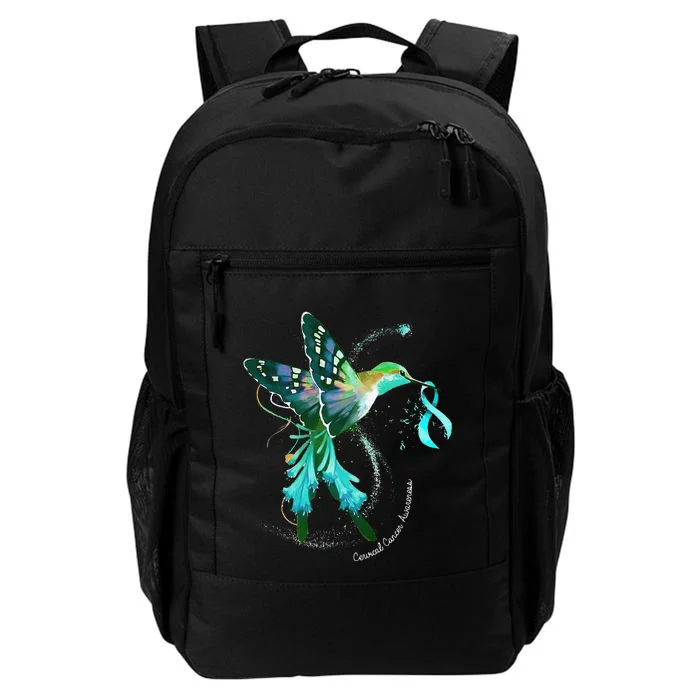 Hummingbird Holding Teal Ribbon Cervical Cancer Awareness Daily Commute Backpack