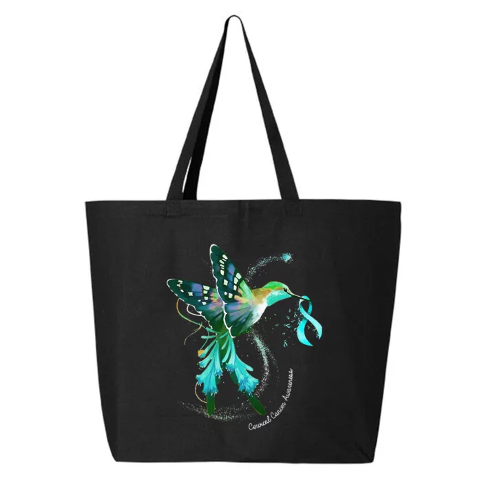 Hummingbird Holding Teal Ribbon Cervical Cancer Awareness 25L Jumbo Tote