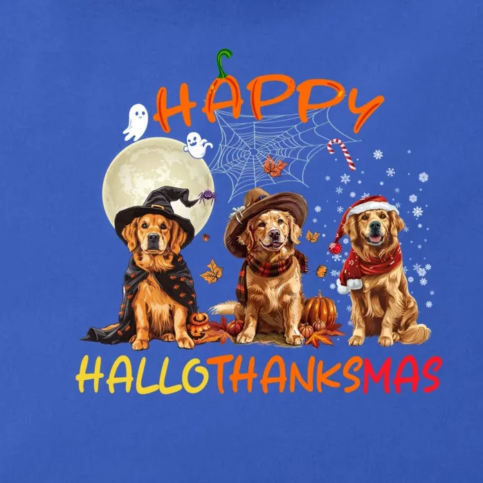 Happy Halloween Thanksgiving Christmas Golden Retriever Xmas Funny Gift Zip Tote Bag