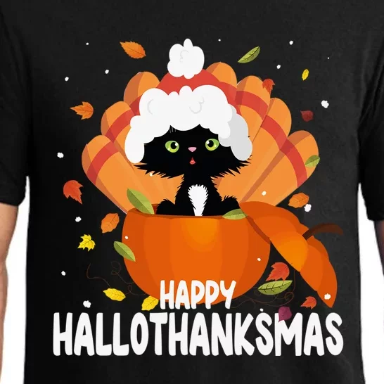 Happy Hallothanksmas Thanksgiving Halloween Gift Pajama Set