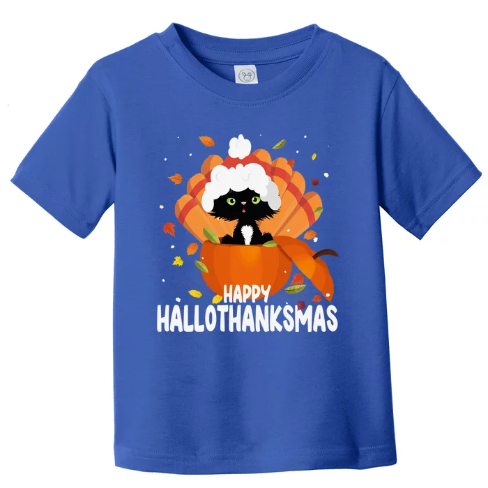 Happy Hallothanksmas Thanksgiving Halloween Gift Toddler T-Shirt