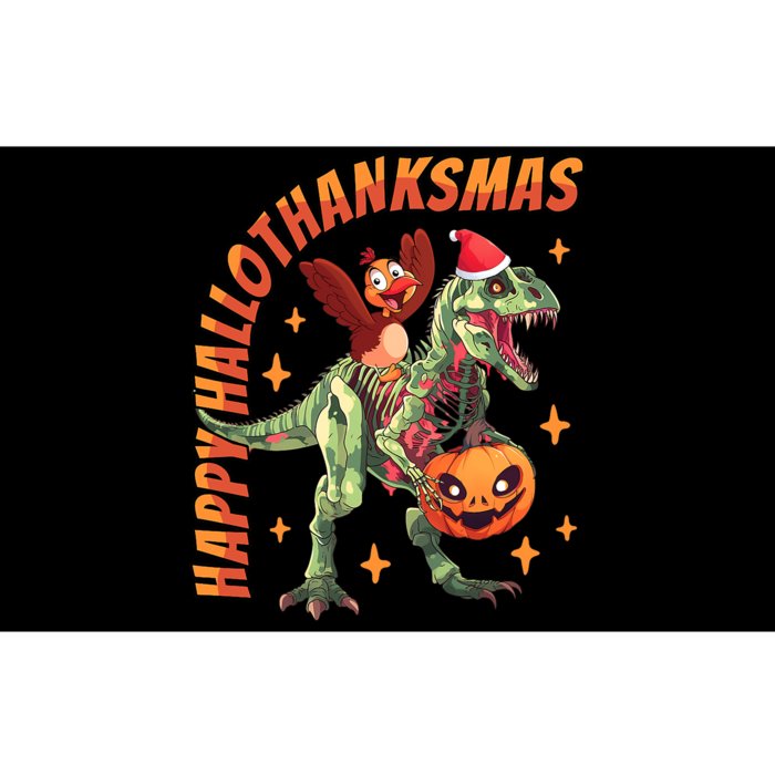 Happy Hallothanksmas T Rex Halloween Thanksgiving Christmas Bumper Sticker