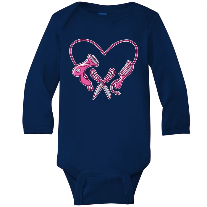 Hairdresser Heart Tools Baby Long Sleeve Bodysuit