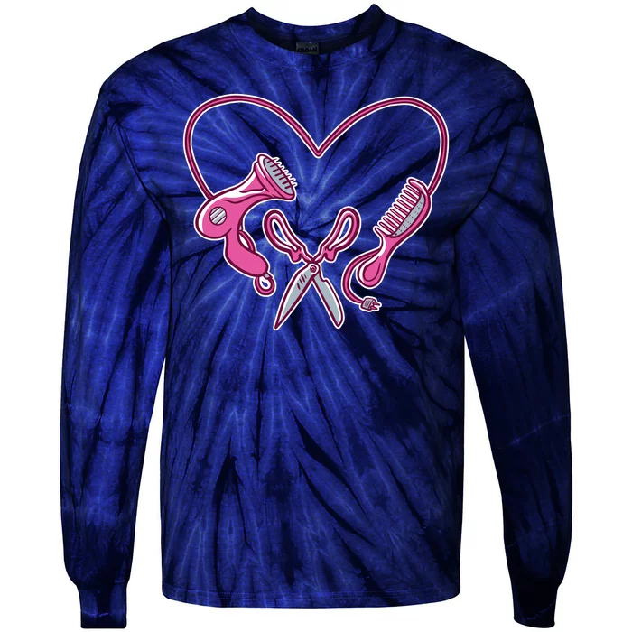 Hairdresser Heart Tools Tie-Dye Long Sleeve Shirt