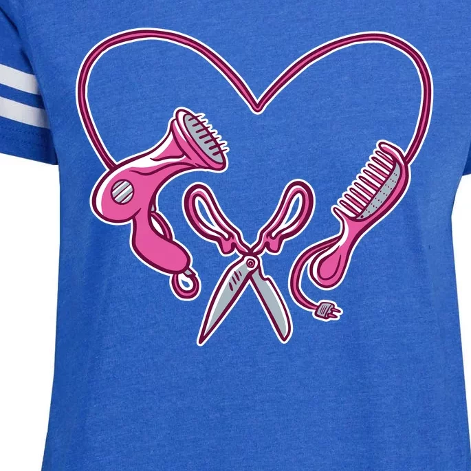 Hairdresser Heart Tools Enza Ladies Jersey Football T-Shirt