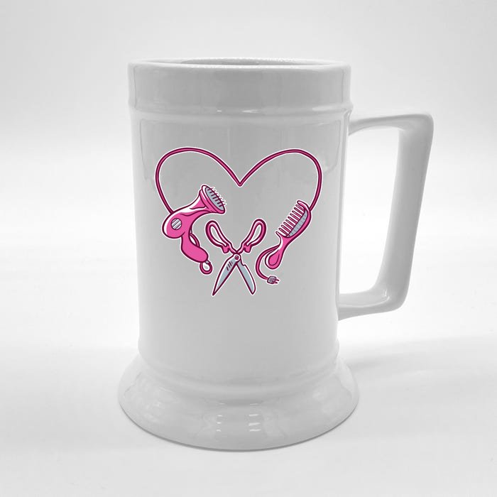 Hairdresser Heart Tools Front & Back Beer Stein