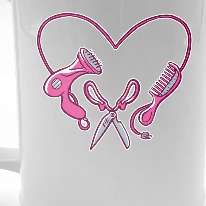 Hairdresser Heart Tools Front & Back Beer Stein