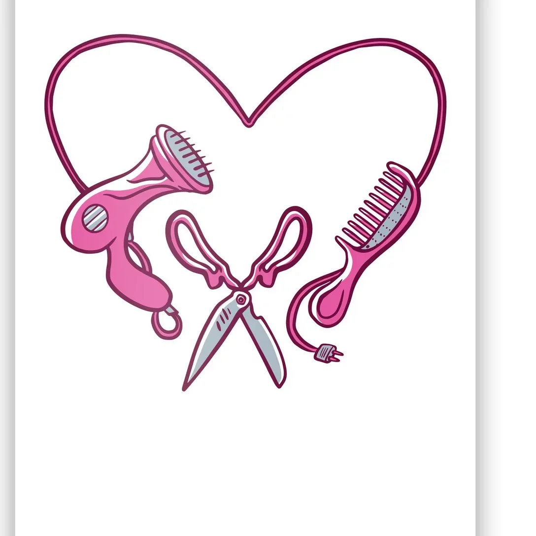 Hairdresser Heart Tools Poster