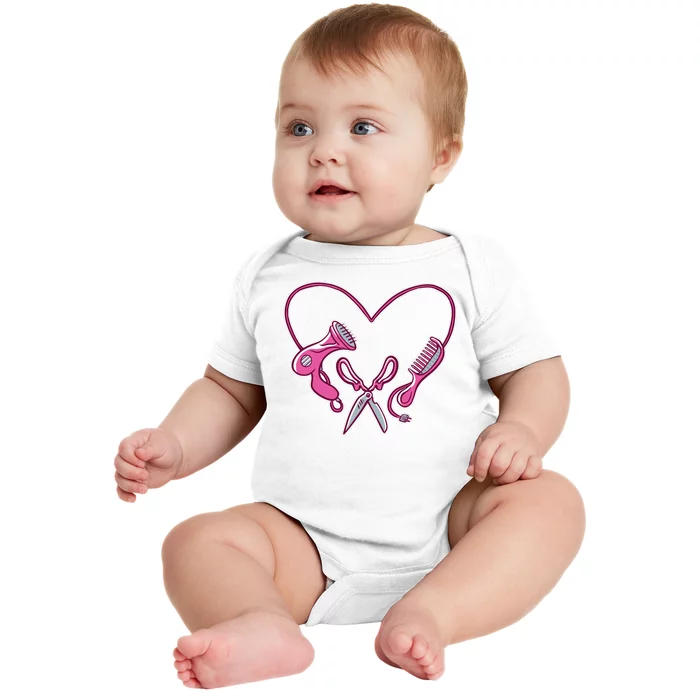 Hairdresser Heart Tools Baby Bodysuit