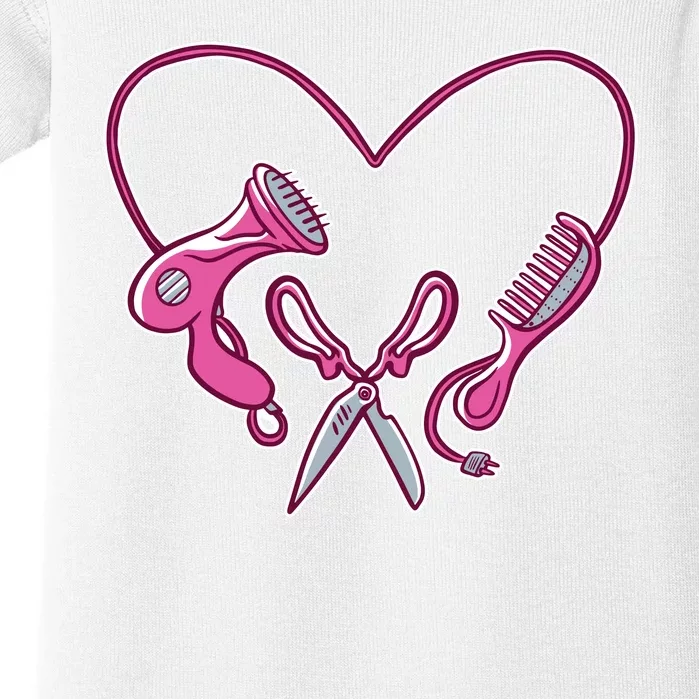 Hairdresser Heart Tools Baby Bodysuit