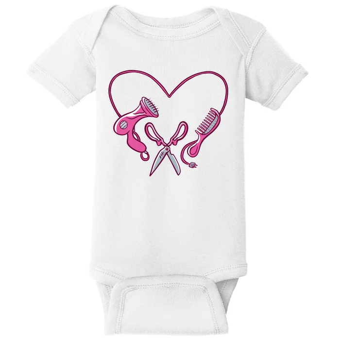 Hairdresser Heart Tools Baby Bodysuit