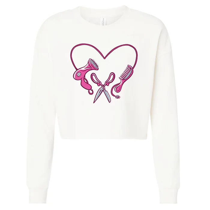 Hairdresser Heart Tools Cropped Pullover Crew