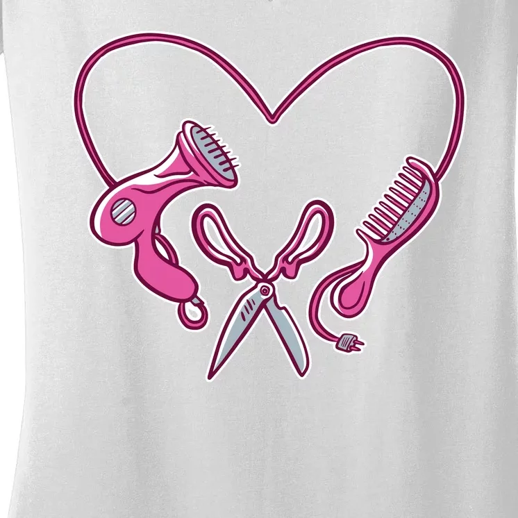 Hairdresser Heart Tools Women's V-Neck T-Shirt