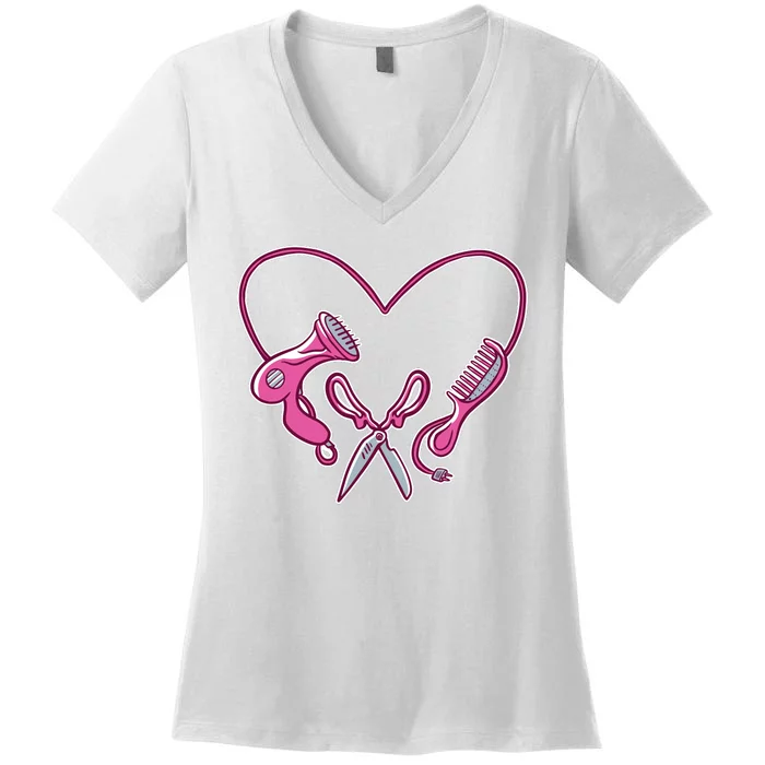 Hairdresser Heart Tools Women's V-Neck T-Shirt