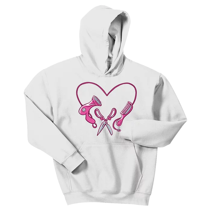 Hairdresser Heart Tools Kids Hoodie