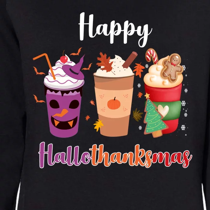 Happy Halloween Thanksgiving Christmas Coffee Lover Womens California Wash Sweatshirt