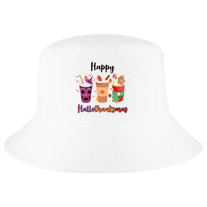 Happy Halloween Thanksgiving Christmas Coffee Lover Cool Comfort Performance Bucket Hat