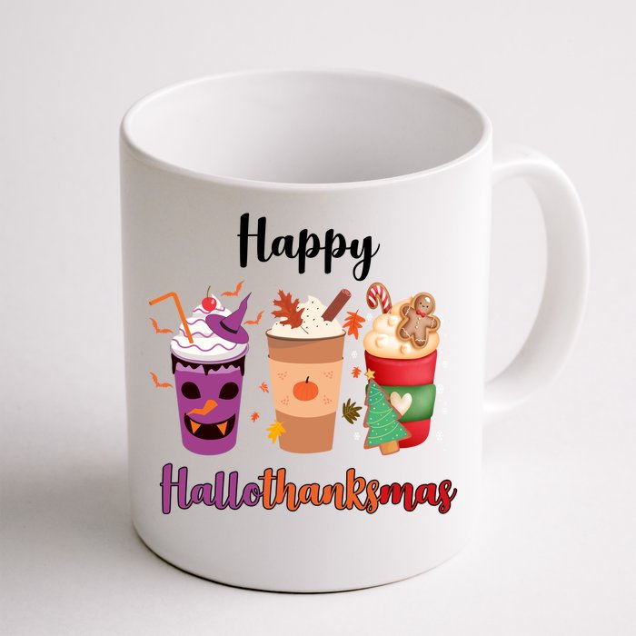 Happy Halloween Thanksgiving Christmas Coffee Lover Front & Back Coffee Mug