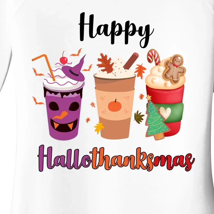 Happy Halloween Thanksgiving Christmas Coffee Lover Women's Perfect Tri Tunic Long Sleeve Shirt