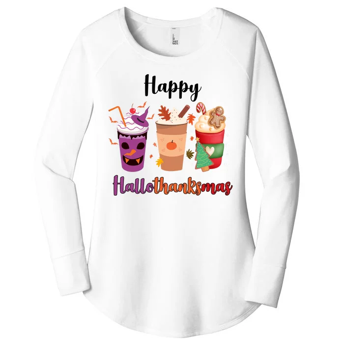 Happy Halloween Thanksgiving Christmas Coffee Lover Women's Perfect Tri Tunic Long Sleeve Shirt