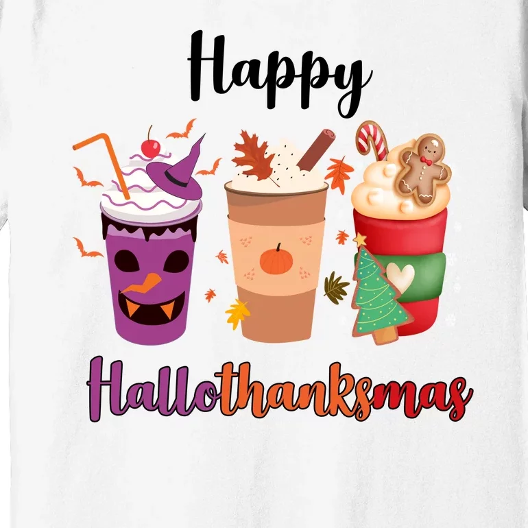 Happy Halloween Thanksgiving Christmas Coffee Lover Premium T-Shirt