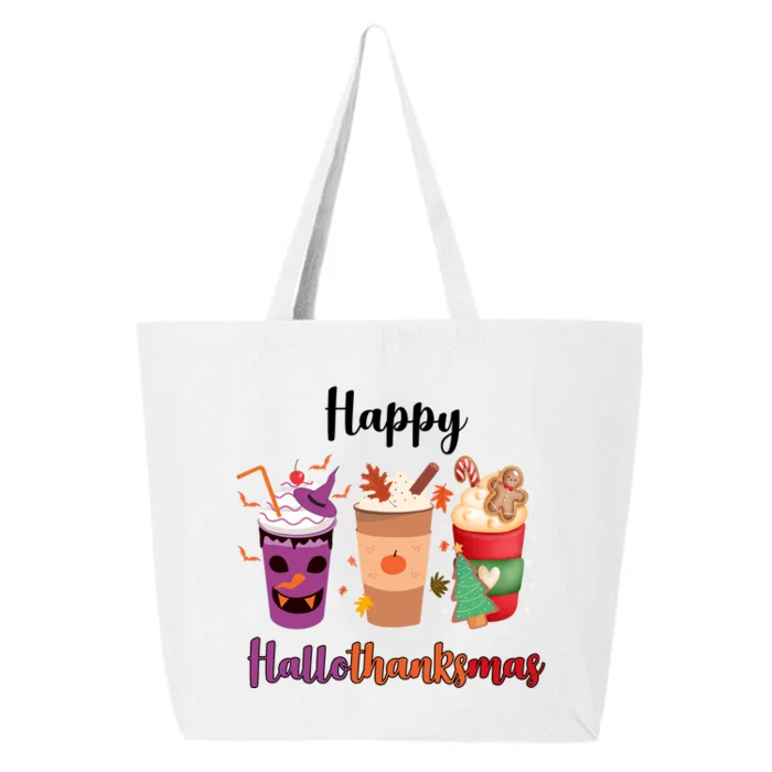 Happy Halloween Thanksgiving Christmas Coffee Lover 25L Jumbo Tote