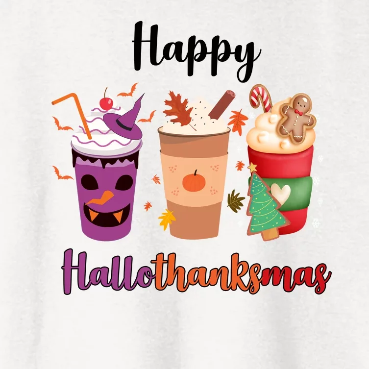 Happy Halloween Thanksgiving Christmas Coffee Lover Women's Crop Top Tee