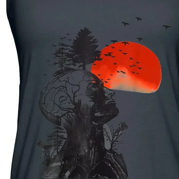 Hangover Human Tree Surreal Artistic Sunset Ladies Essential Flowy Tank