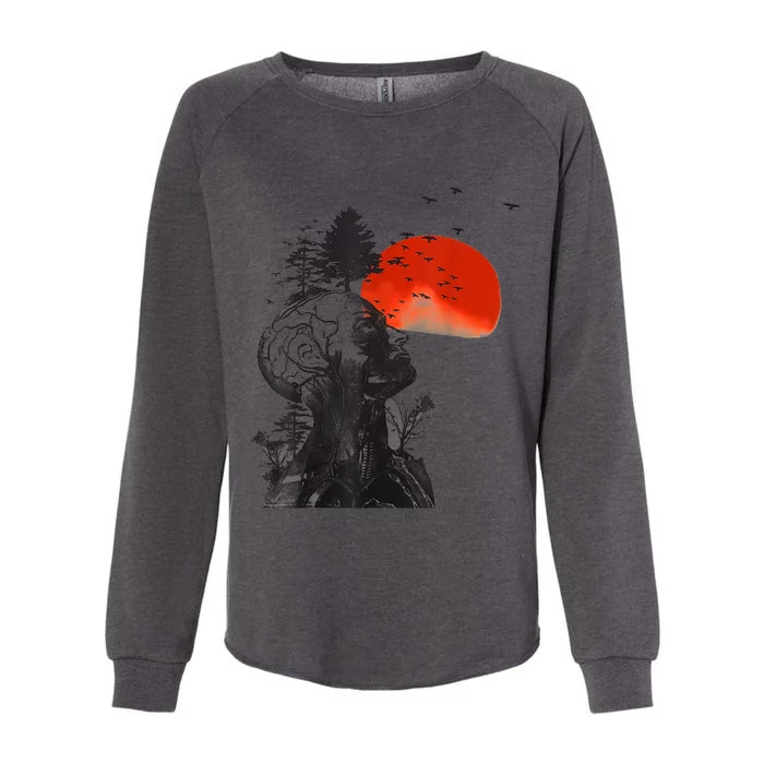 Hangover Human Tree Surreal Artistic Sunset Womens California Wash Sweatshirt