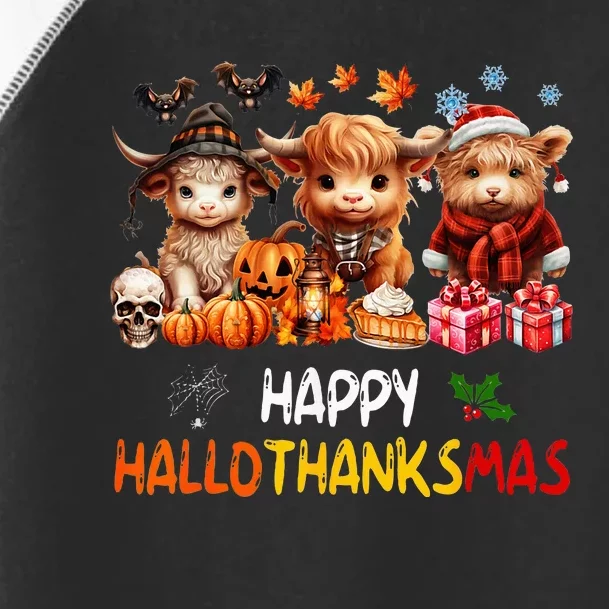 Happy Halloween Thanksgiving Christmas Highland Cow Holiday Toddler Fine Jersey T-Shirt