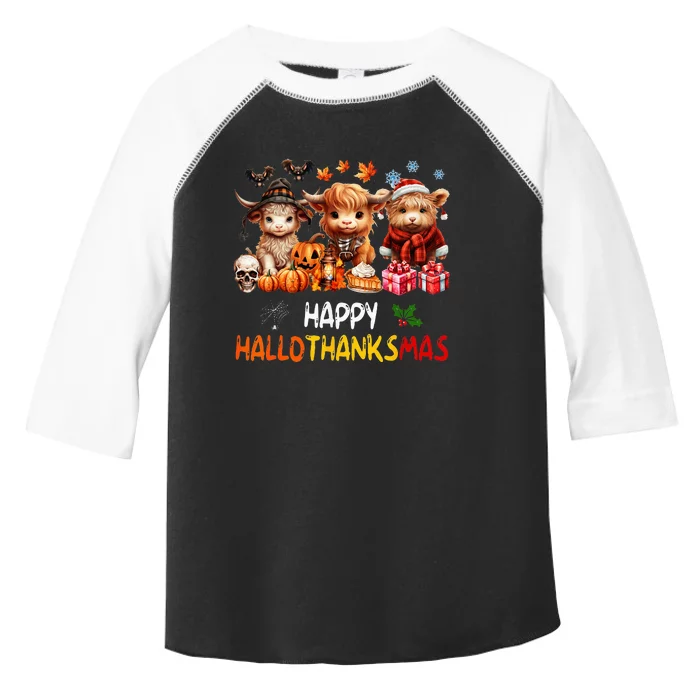 Happy Halloween Thanksgiving Christmas Highland Cow Holiday Toddler Fine Jersey T-Shirt