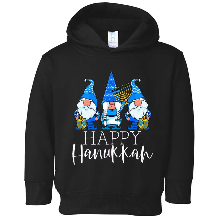 Happy Hanukkah Three Gnomes Jewish Gnome Lover Chanukah Gift Toddler Hoodie