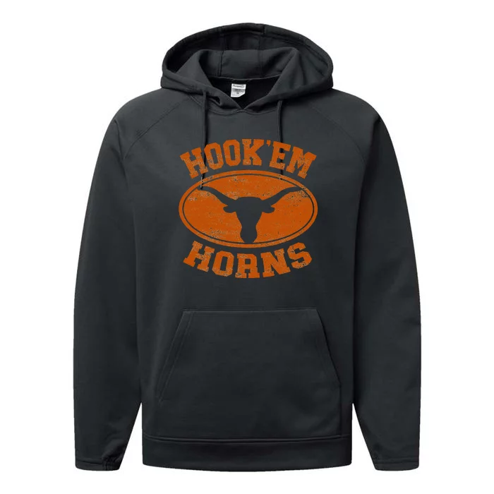 Hook’Em Horns Texas State Proud Texans Orange Performance Fleece Hoodie