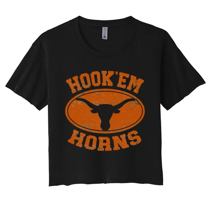 Hook’Em Horns Texas State Proud Texans Orange Women's Crop Top Tee