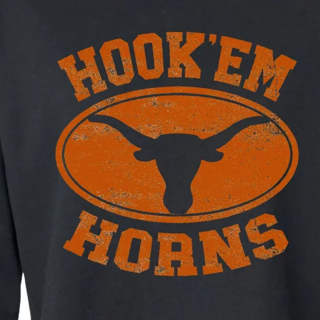 Hook’Em Horns Texas State Proud Texans Orange Cropped Pullover Crew