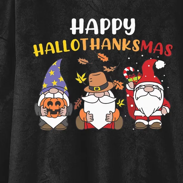 Happy Halloween Thanksgiving Christmas Holiday Season Gnome Hooded Wearable Blanket