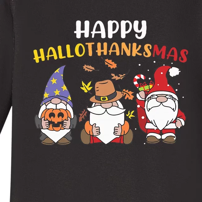 Happy Halloween Thanksgiving Christmas Holiday Season Gnome Baby Long Sleeve Bodysuit