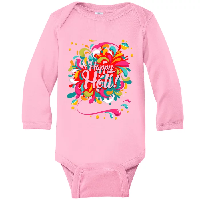 Happy Holi T Color India Hindu Gift For Baby Long Sleeve Bodysuit