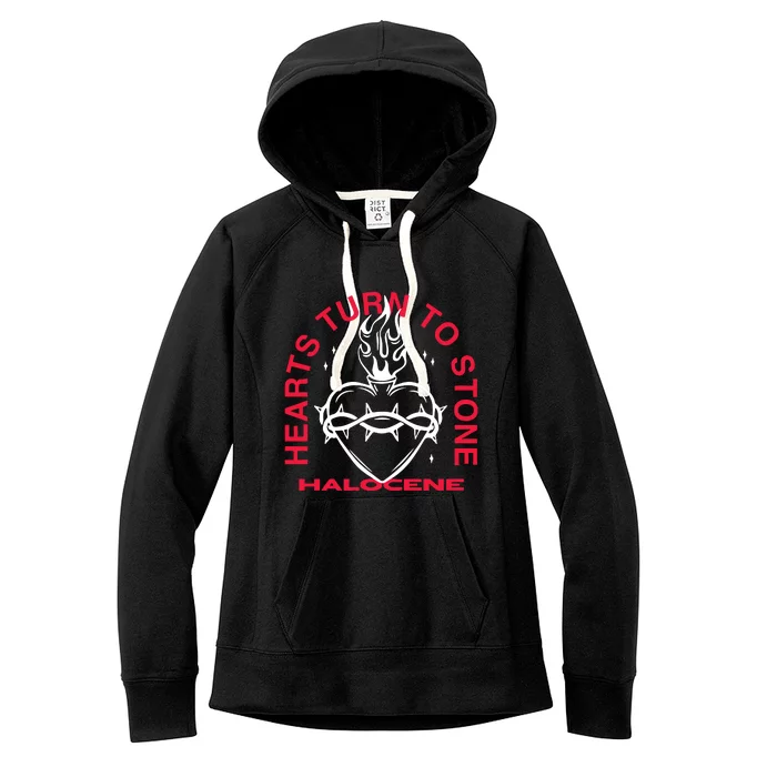 Halocene Hearts Turn To Stone Black Women's Fleece Hoodie