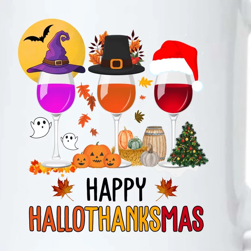 Happy Halloween Thanksgiving Christmas Wine Lover Gift Black Color Changing Mug