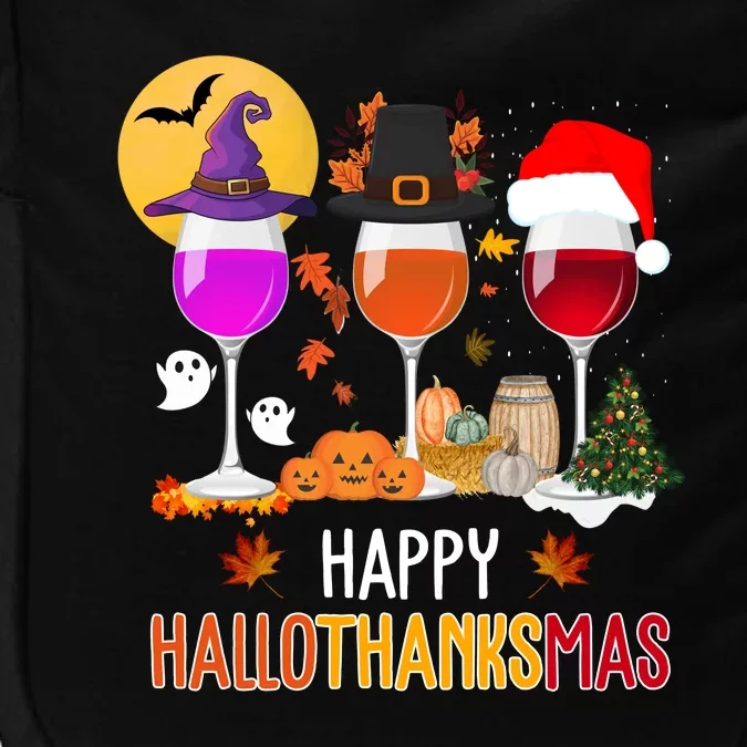 Happy Halloween Thanksgiving Christmas Wine Lover Gift Impact Tech Backpack