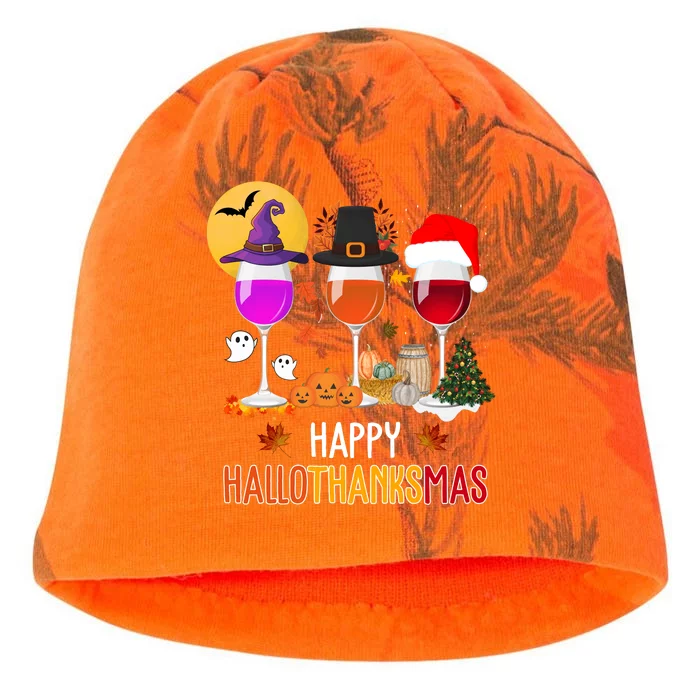 Happy Halloween Thanksgiving Christmas Wine Lover Gift Kati - Camo Knit Beanie