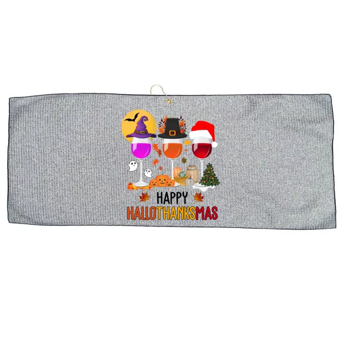 Happy Halloween Thanksgiving Christmas Wine Lover Gift Large Microfiber Waffle Golf Towel